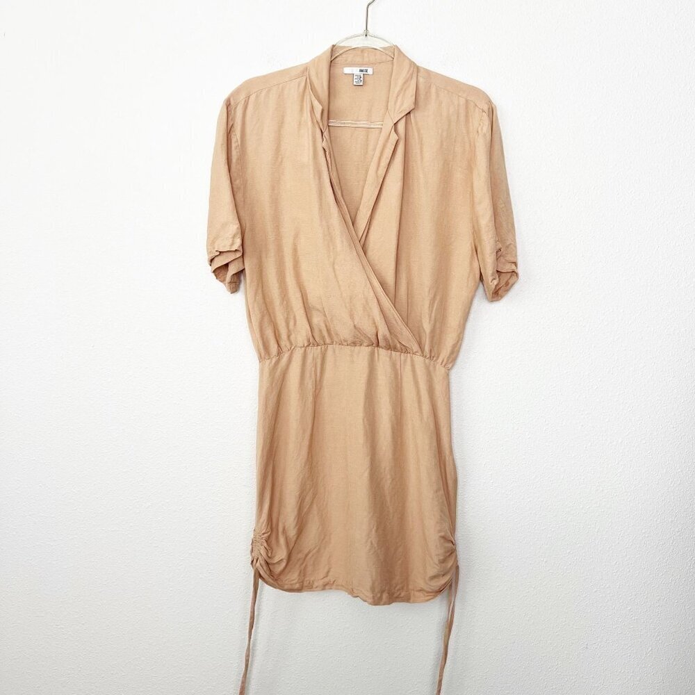 Amuse Society Womens Small Lara Woven Linen Blend Dress Amaretto
